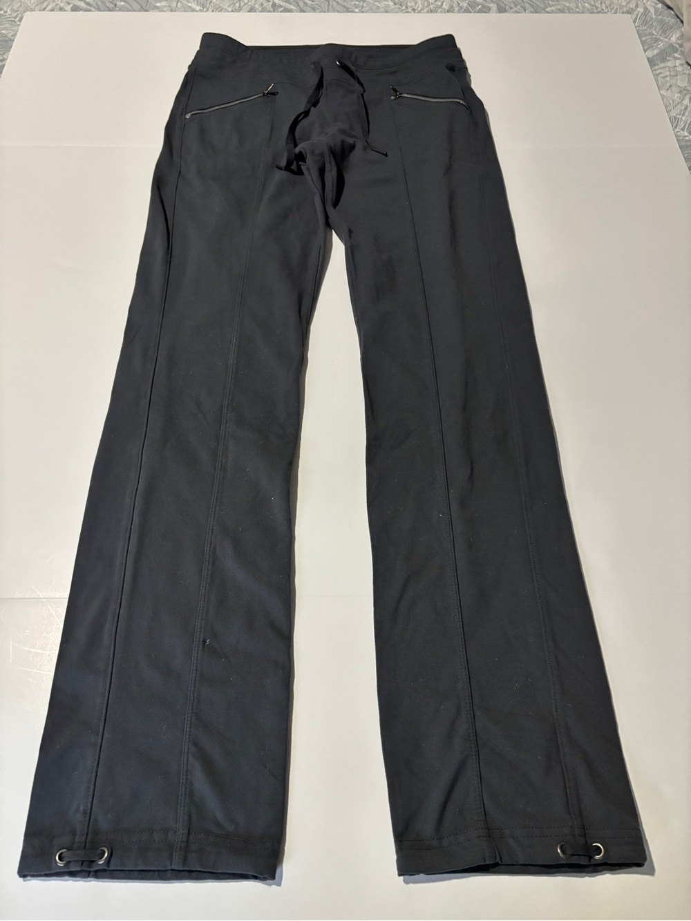 Athleta Metro Slouch Pant Gray Straight Leg Zip Pocket Drawstring Sz S 138449